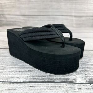 AMH Platform Sandals Women Thong Open Toe Slip Black Platform Flip Flops Size 7